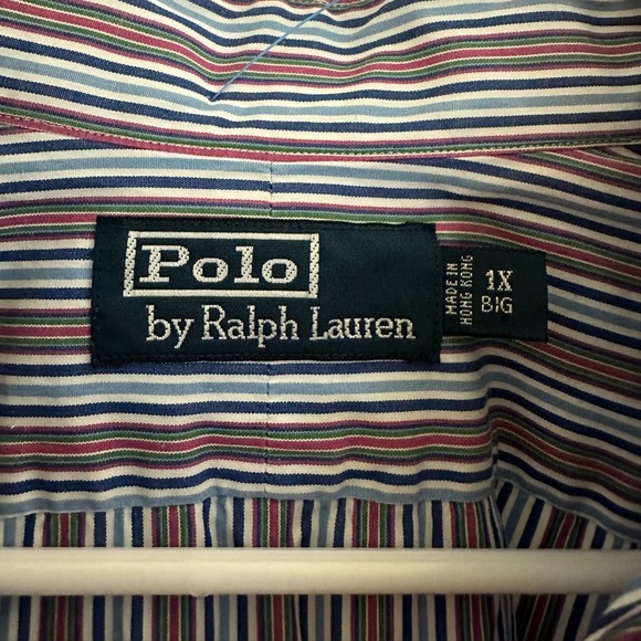 Vintage Polo Ralph Lauren Shirt Men's 1X Big Button Up Long Sleeve Striped - Picture 2 of 4